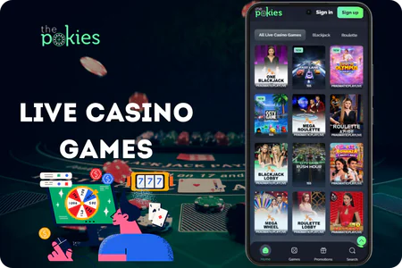 ThePokies live casino games real dealers HD
