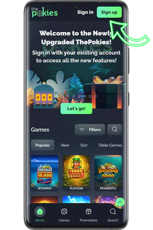 Visit ThePokies official website click registration button